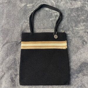 Chic BoHo The Sak Black Purse With Gold And Cream Stripe